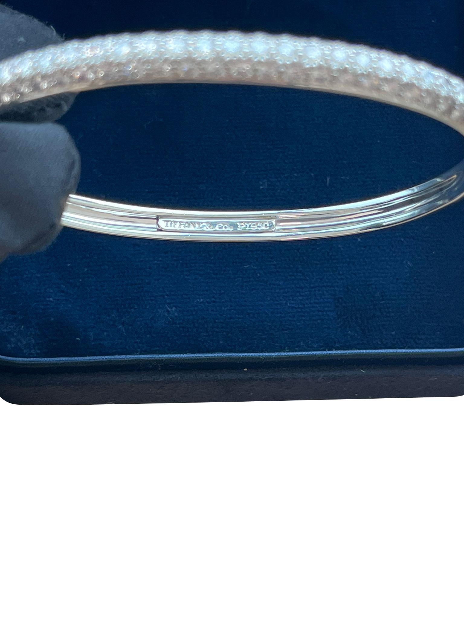 Tiffany & Co Etoile 3 Row 4ct Pave Diamond Bracelet Platinum 7