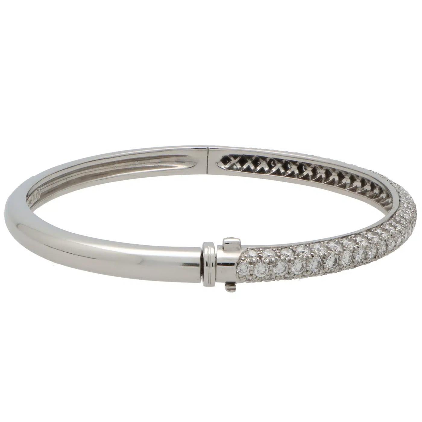Modernist Tiffany & Co Etoile 3 Row 4ct Pave Diamond Bracelet Platinum 7