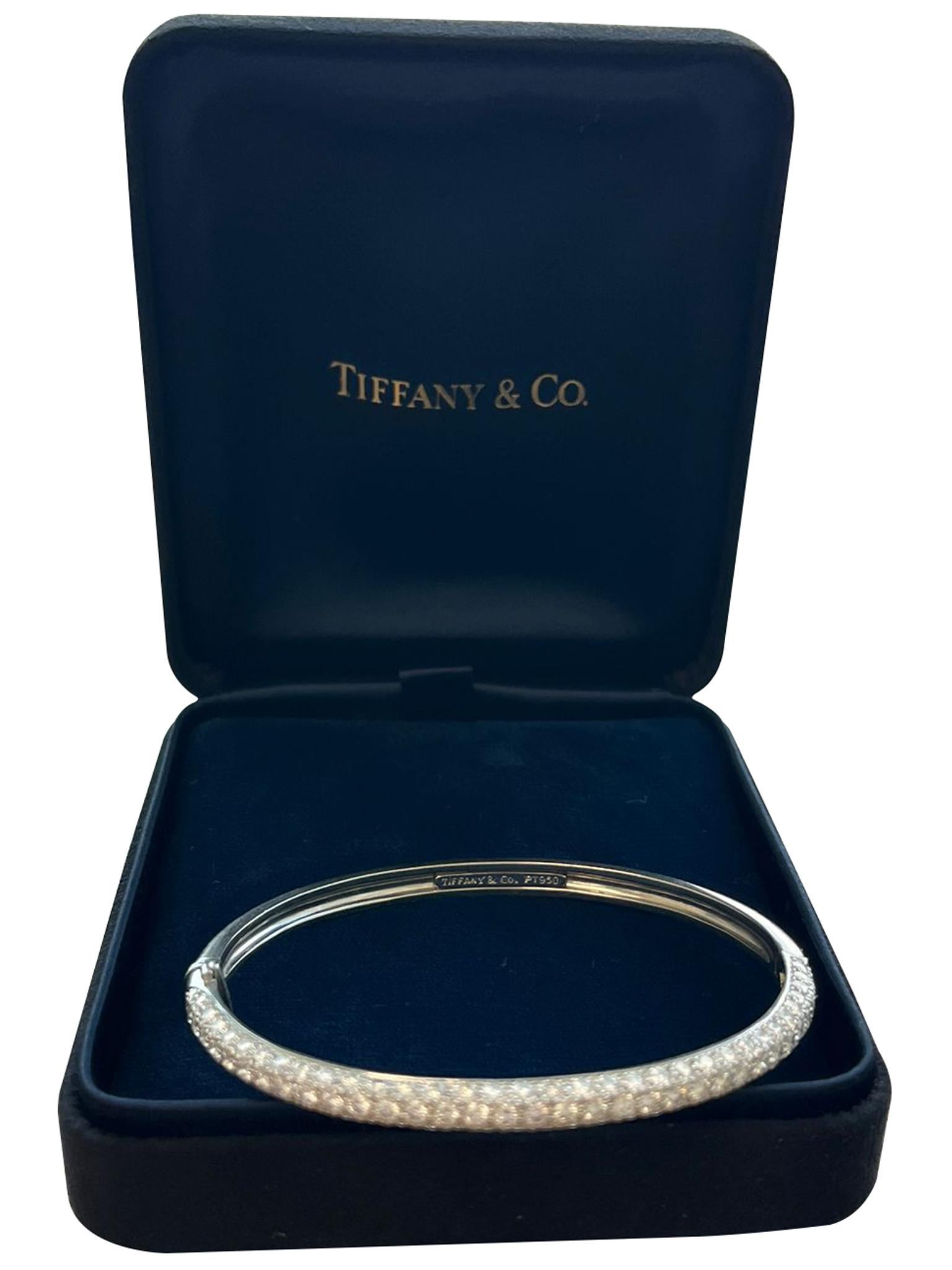Women's Tiffany & Co Etoile 3 Row 4ct Pave Diamond Bracelet Platinum 7