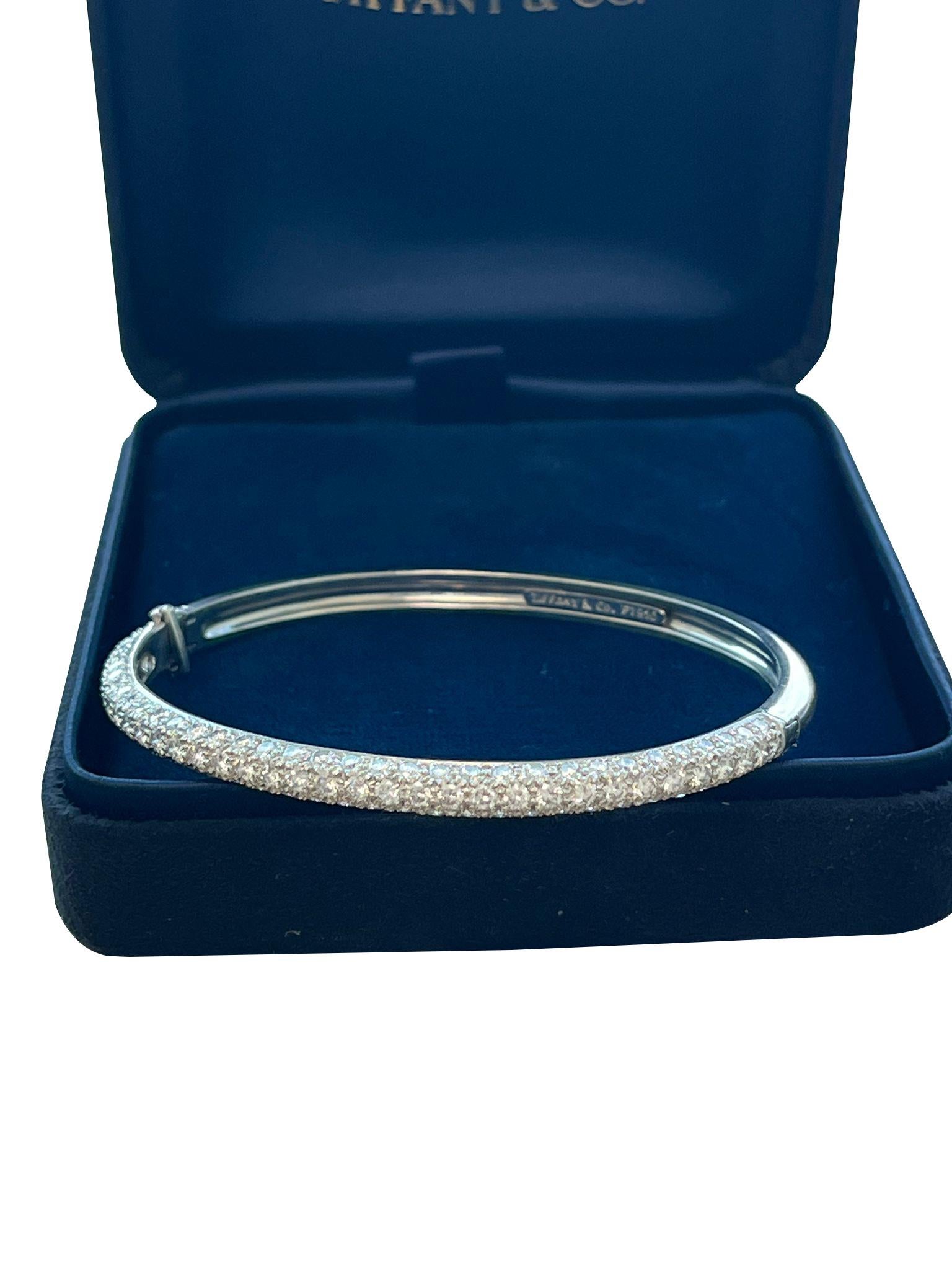 Tiffany & Co Etoile 3 Row 4ct Pave Diamond Bracelet Platinum 7