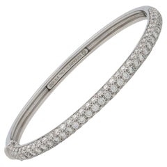 Tiffany & Co Etoile 3 Row 4ct Pave Diamond Bracelet Platinum 7" Hinged Bangle