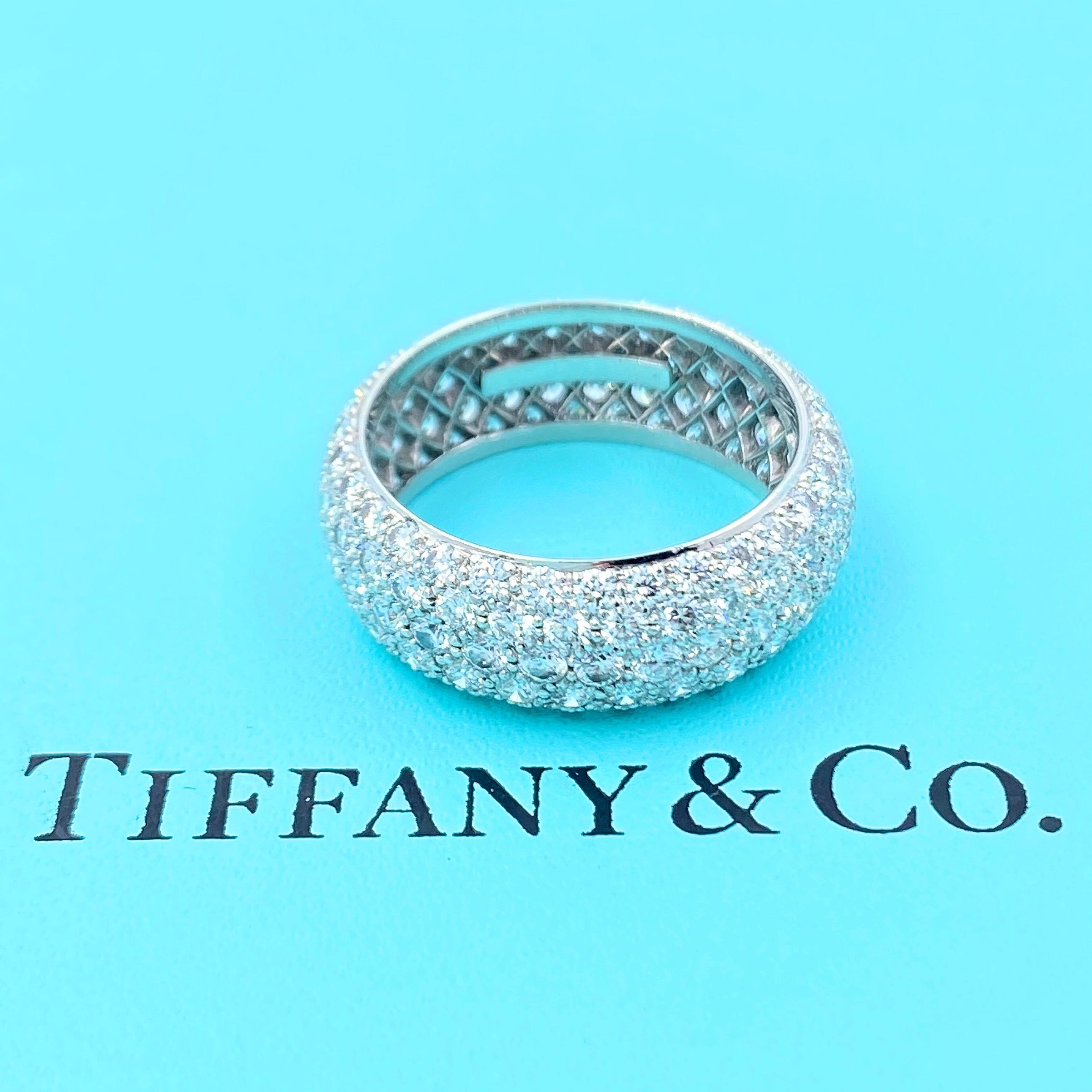Tiffany & Co. Etoile 3.75 Carat Five-Row Diamond Band Ring Platinum 2