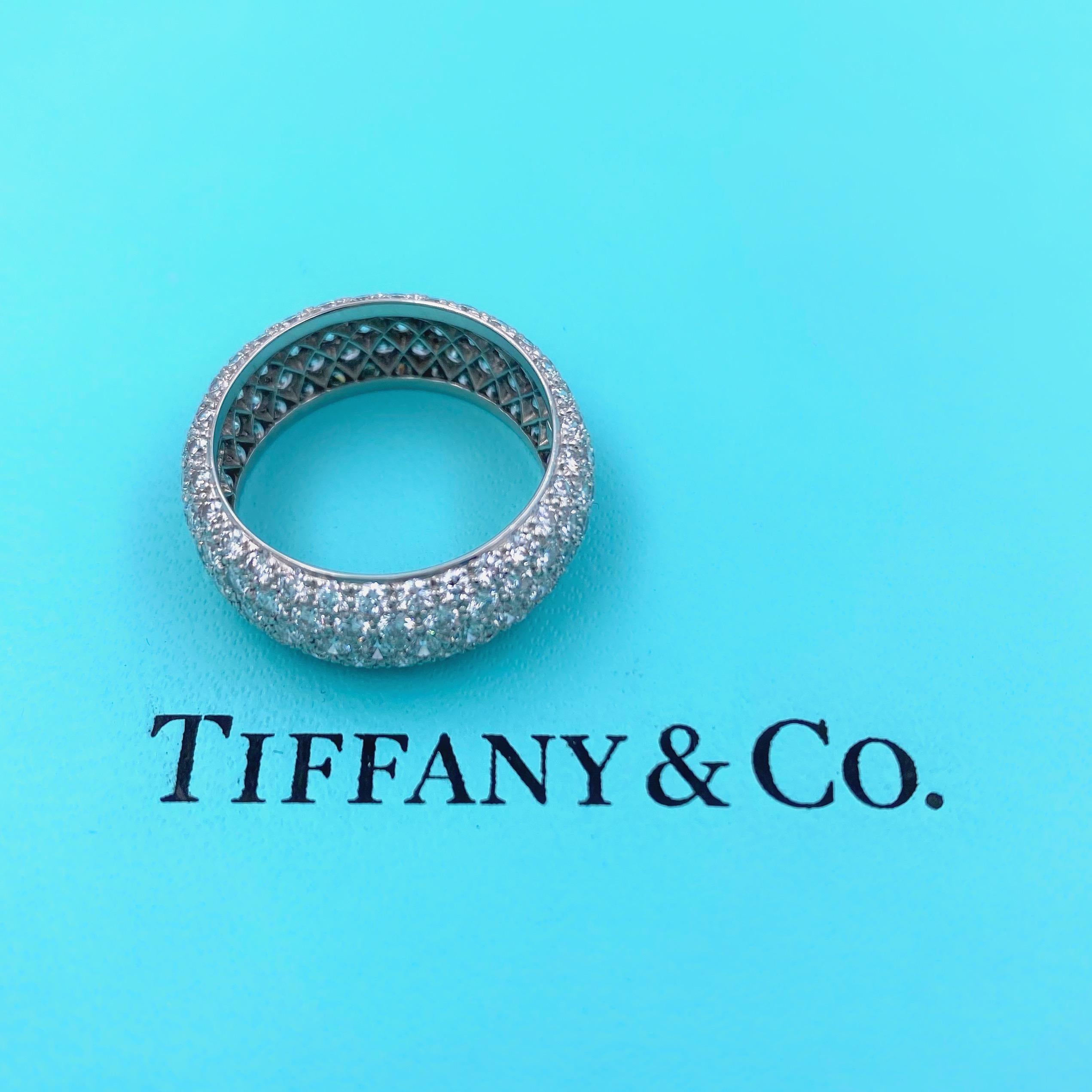 Round Cut Tiffany & Co. Etoile 3.75 Carat Five-Row Diamond Band Ring Platinum
