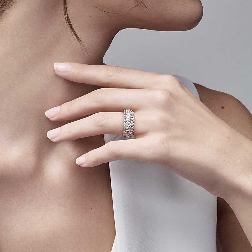 Women's or Men's Tiffany & Co. Etoile 3.75 Carat Five-Row Diamond Band Ring Platinum