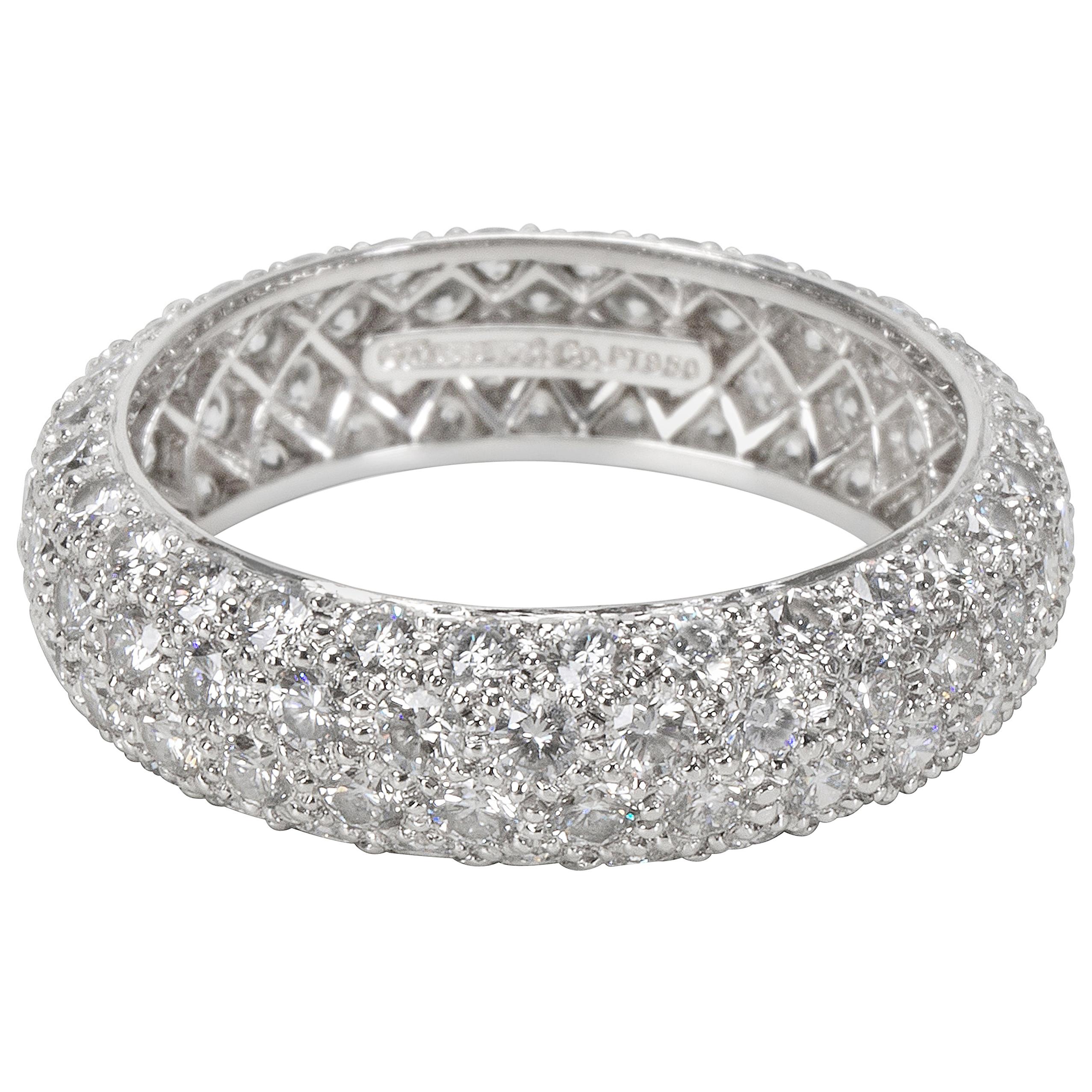 Tiffany & Co. Etoile 4 Rows Pave Diamond Ring in Platinum 2.90 Carat