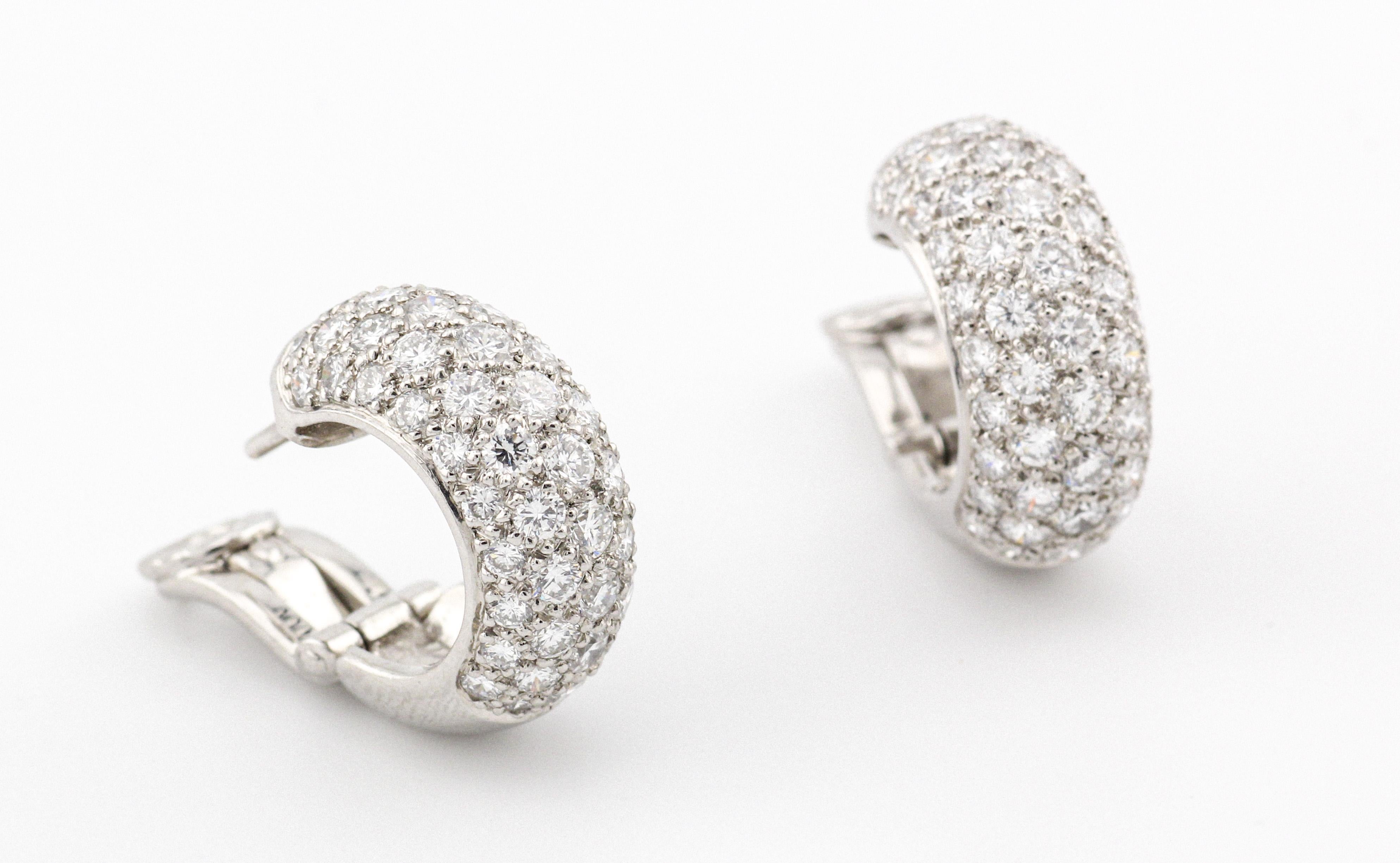 Women's Tiffany & Co. Etoile 5-Row Diamond Platinum Hoop Earrings For Sale