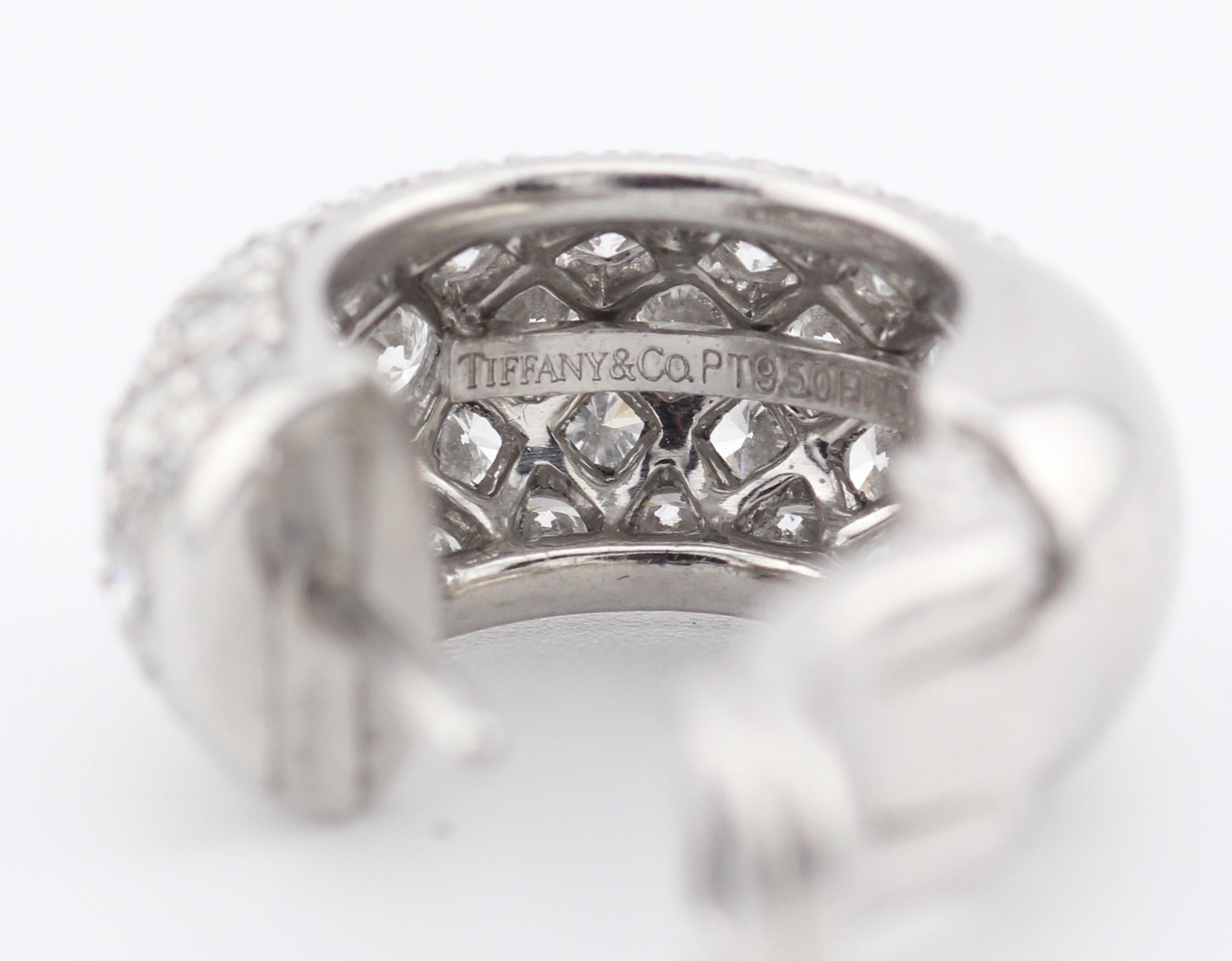 Tiffany & Co. Etoile Platin-Creolen-Ohrringe mit 5 Diamanten im Angebot 3