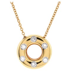Tiffany & Co. Etoile Circle Donut Pendant Necklace 18K Yellow Gold and Platinum 