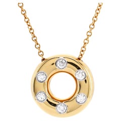 Tiffany & Co. Etoile Circle Donut Pendant Necklace 18K Yellow Gold and Platinum