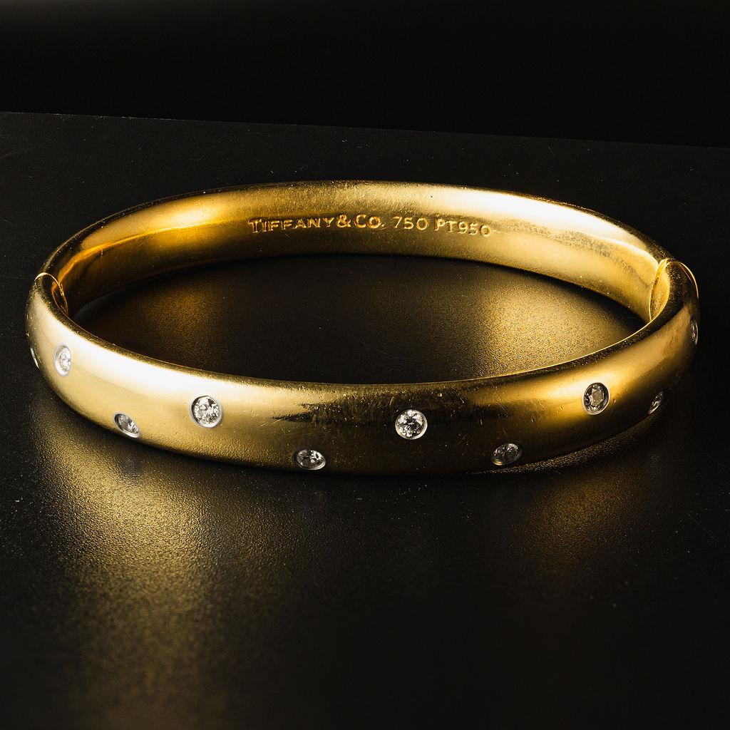 Taille ronde Tiffany & Co. Etoile Collectional Bracelet diamant en or jaune 18k en vente