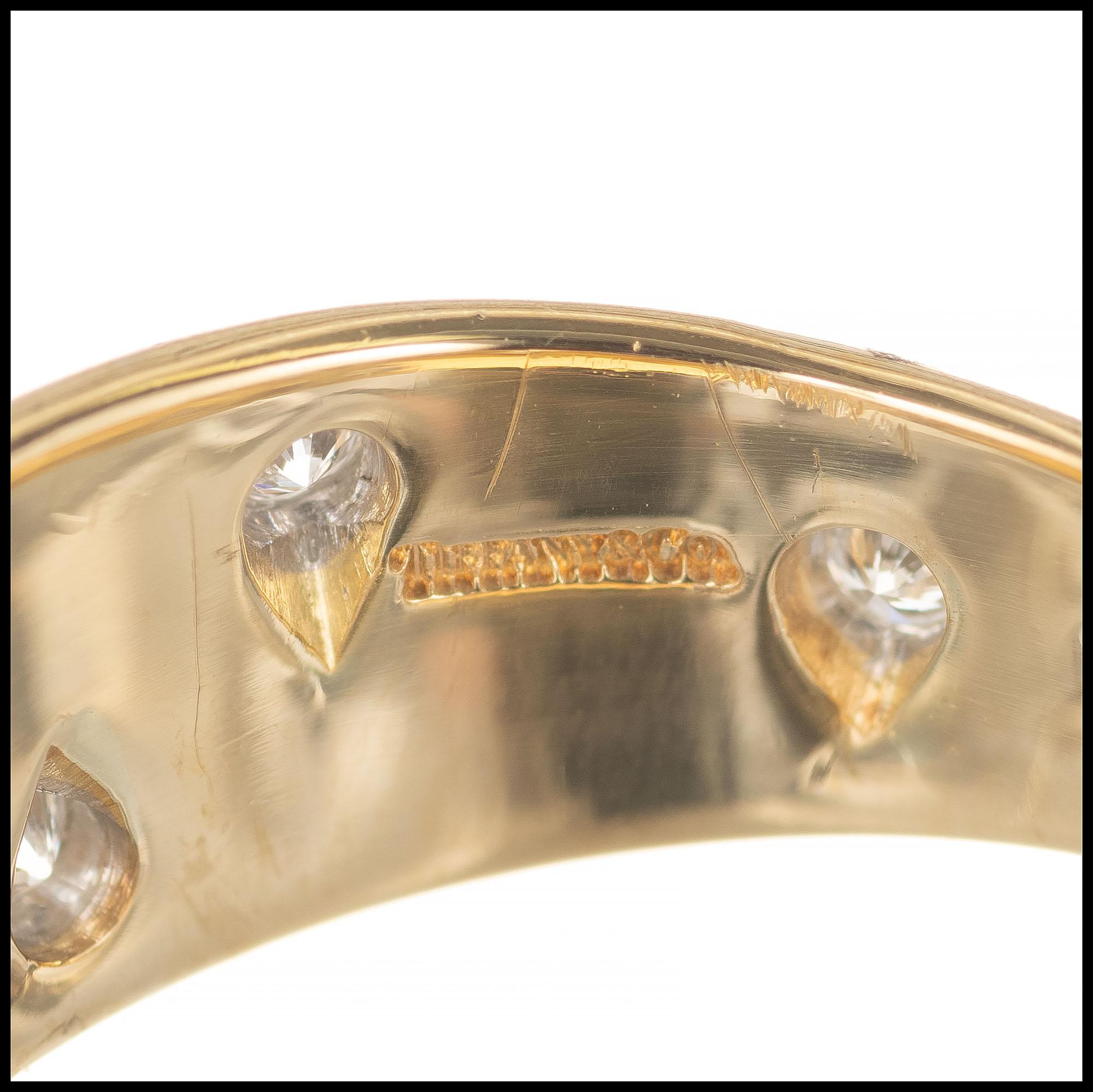 Round Cut Tiffany & Co. Etoile Criss Cross .31 Carat Diamond Yellow Gold Platinum Ring