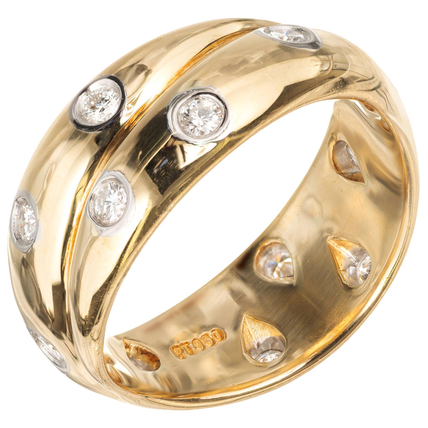 Tiffany & Co. Etoile Criss Cross .31 Carat Diamond Yellow Gold Platinum Ring