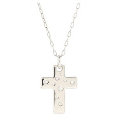 Tiffany & Co. Etoile Cross Pendant Necklace 18k White Gold with Diamonds Medium