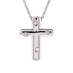 Tiffany & Co. Etoile Cross Pendant Necklace Platinum with Diamonds