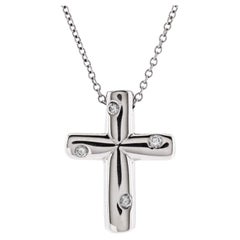 Tiffany & Co. Etoile Cross Pendant Necklace Platinum with Diamonds