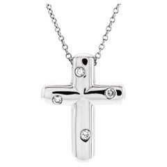 Tiffany & Co. Etoile Cross Pendant Necklace Platinum with Diamonds