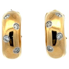 Tiffany & Co Etoile Diamond 18 Karat Yellow Gold Hoop Leverback Earrings