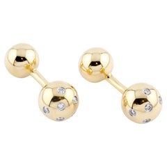 Tiffany & Co. Etoile Diamond 18k Gold Platinum Dumbbell Cufflinks