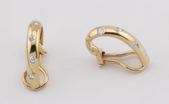 Tiffany & Co. Etoile Diamond 18k Gold Platinum Hoop Earrings