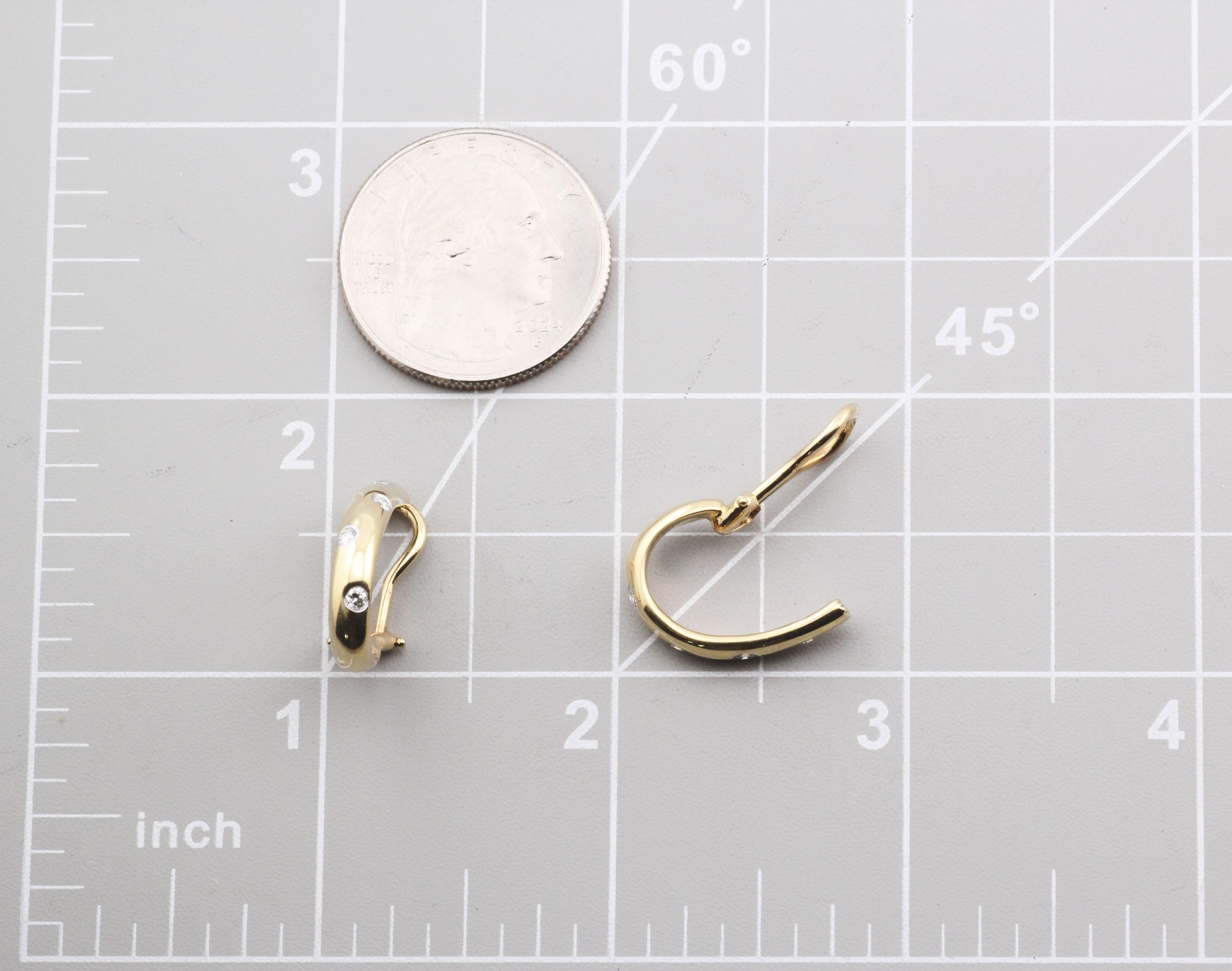 Tiffany & Co. Etoile Diamond 18k Gold Platinum Hoop Earrings For Sale 1