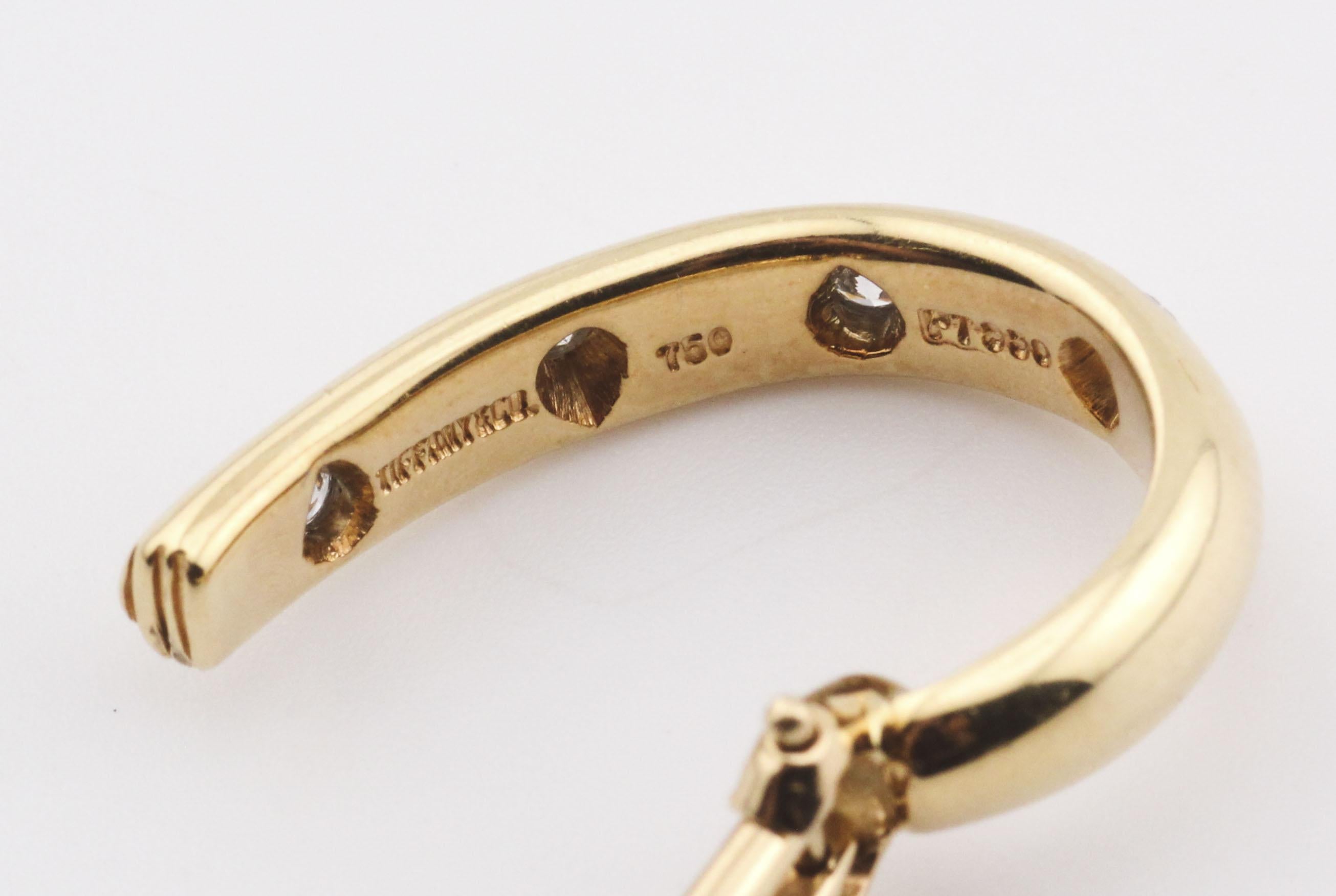 Tiffany & Co. Etoile Diamond 18k Gold Platinum Hoop Earrings in vendita 1