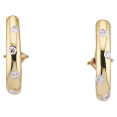 Tiffany & Co. Etoile Diamond 18k Gold Platinum Hoop Earrings