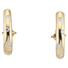 Tiffany & Co. Etoile Diamond 18k Gold Platinum Hoop Earrings