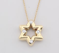 Tiffany & Co. Etoile Diamond 18k Gold Platinum Star of David Pendant Necklace