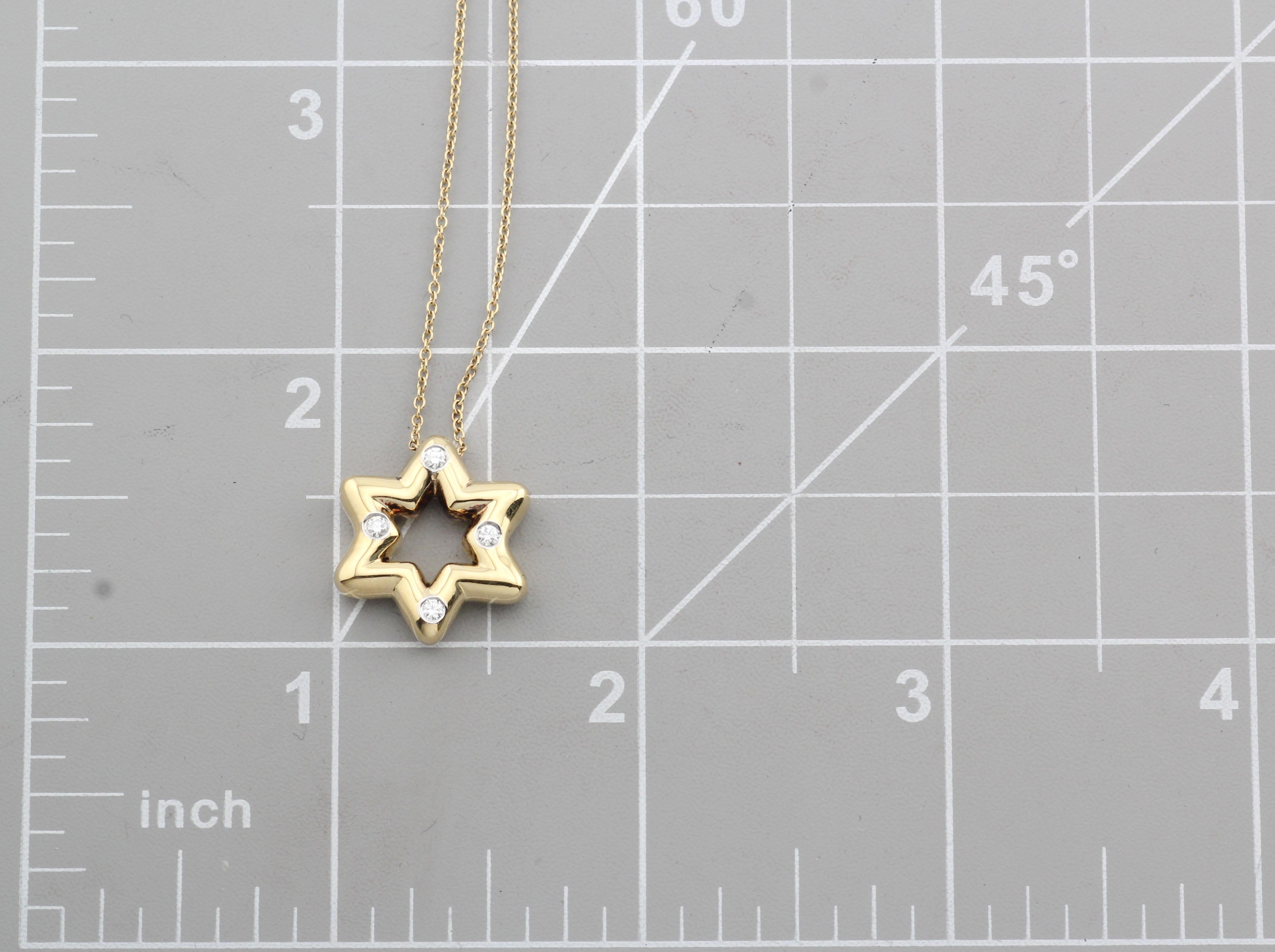 Tiffany & Co. Collier étoile de David en or 18k et platine avec diamants Etoile en vente 2