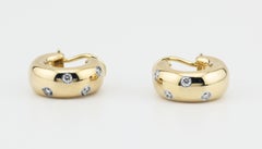 Tiffany & Co. Etoile Diamond 18k Gold Platinum Wide Hoop Earrings