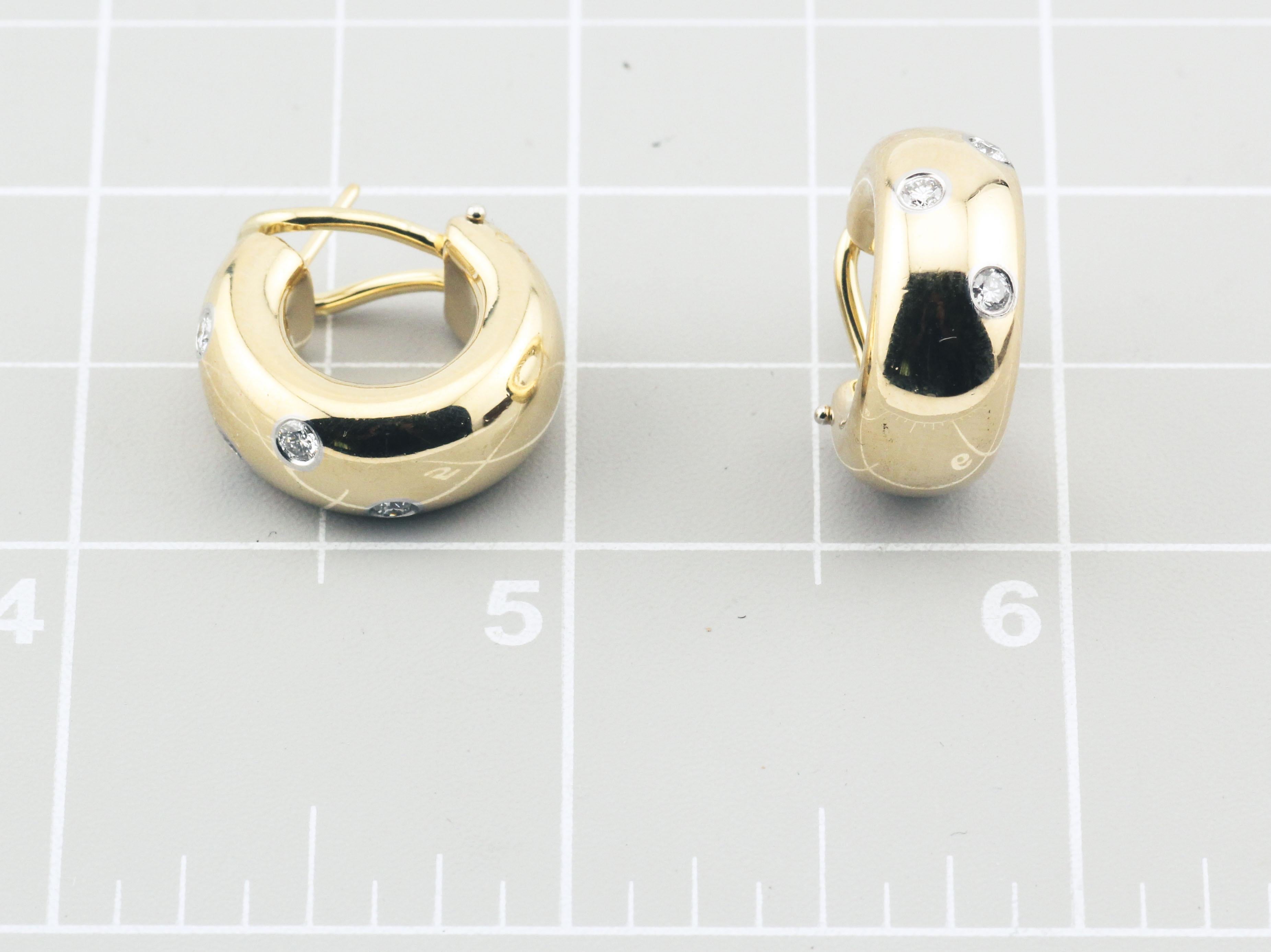 Women's Tiffany & Co. Etoile Diamond 18k Gold Platinum Wide Hoop Earrings