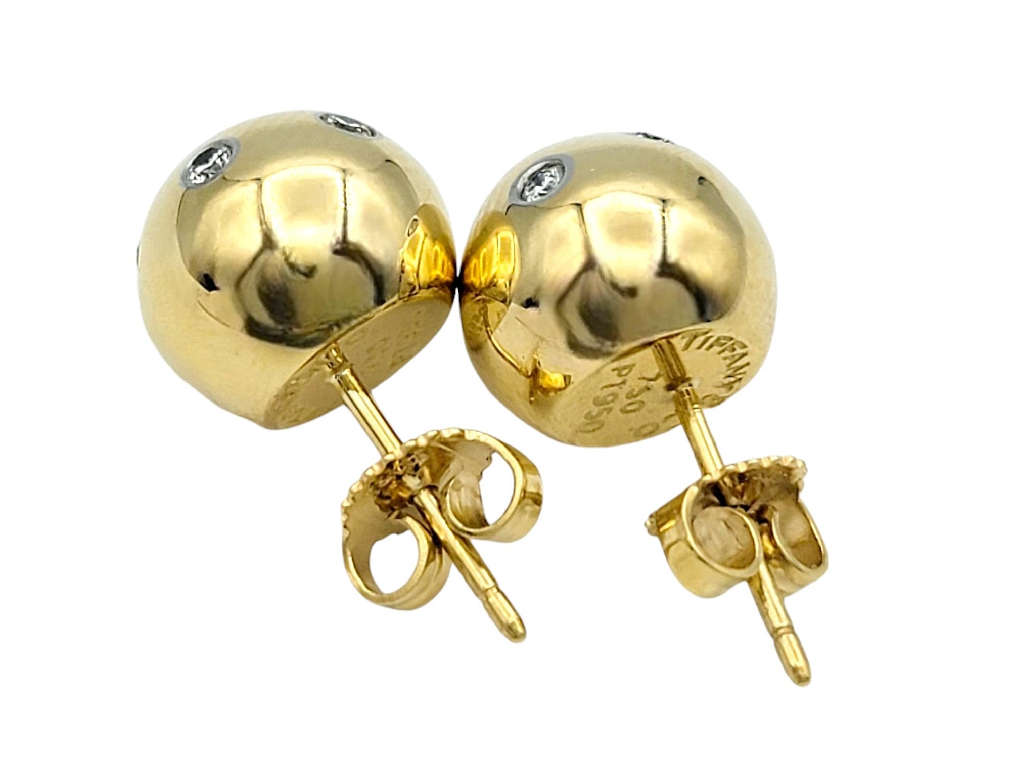 Taille ronde Tiffany & Co. Boucles d'oreilles boule Etoile en or jaune 18 carats et platine en vente