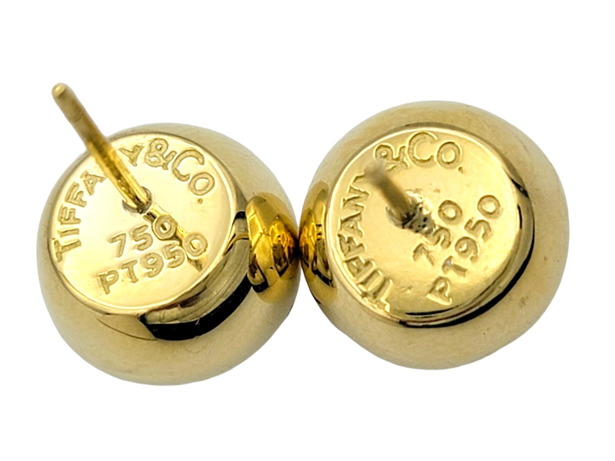 Tiffany & Co. Boucles d'oreilles boule Etoile en or jaune 18 carats et platine Bon état - En vente à Scottsdale, AZ
