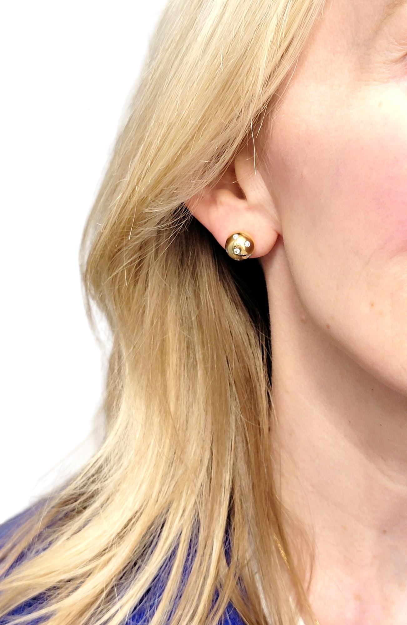 Tiffany & Co. Boucles d'oreilles boule Etoile en or jaune 18 carats et platine en vente 2