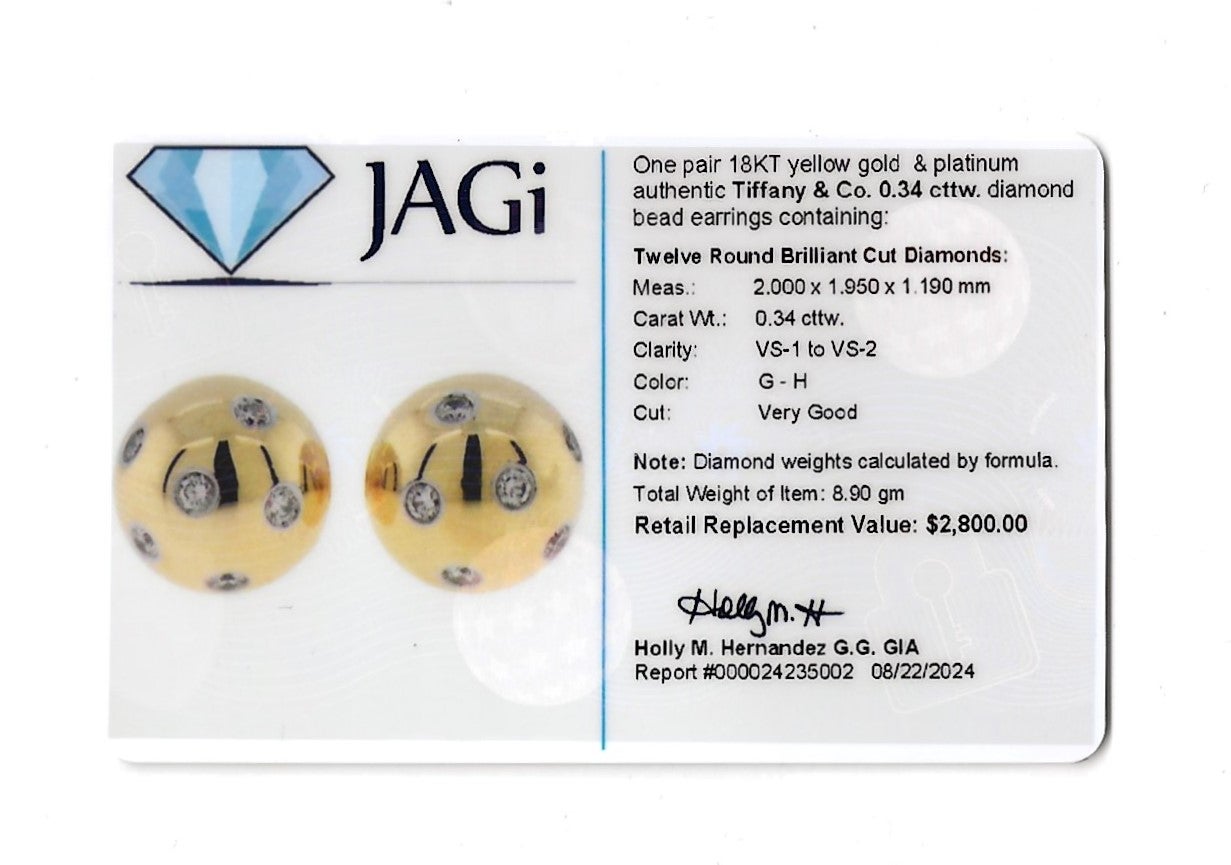 Tiffany & Co. Boucles d'oreilles boule Etoile en or jaune 18 carats et platine en vente 3