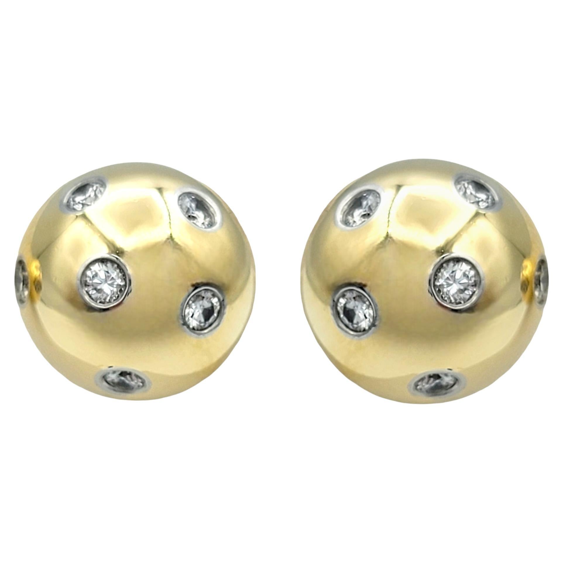 Tiffany & Co. Etoile Diamond Ball Earrings in 18 Karat Yellow Gold & Platinum