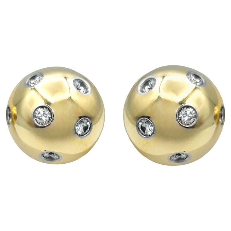 Tiffany and Etoile Diamond Ball Earrings in 18 Karat Yellow