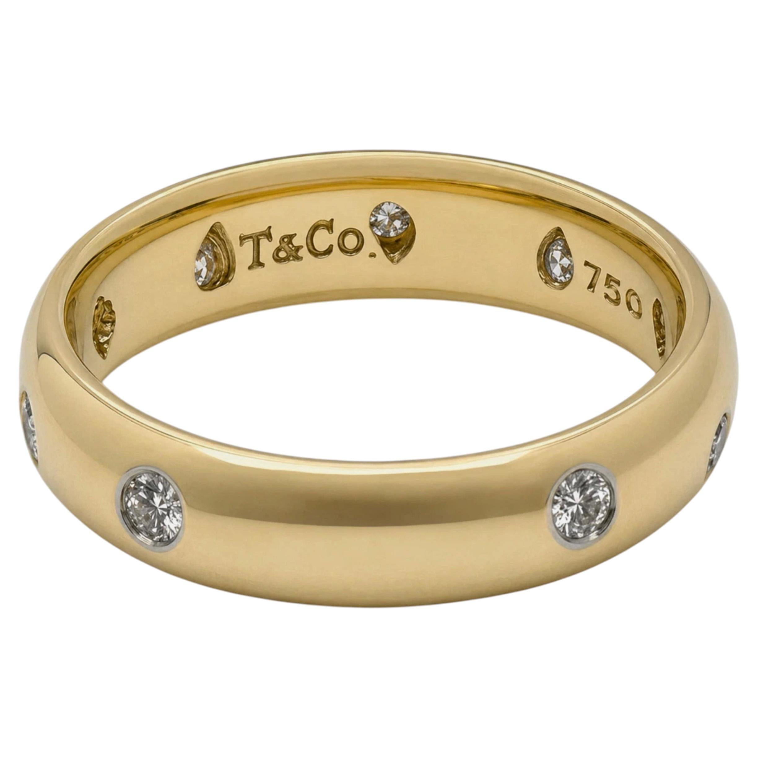 Tiffany & Co. Anillo de diamantes ETOILE, oro amarillo de 18k, 4,5 mm, talla 4,25 en venta