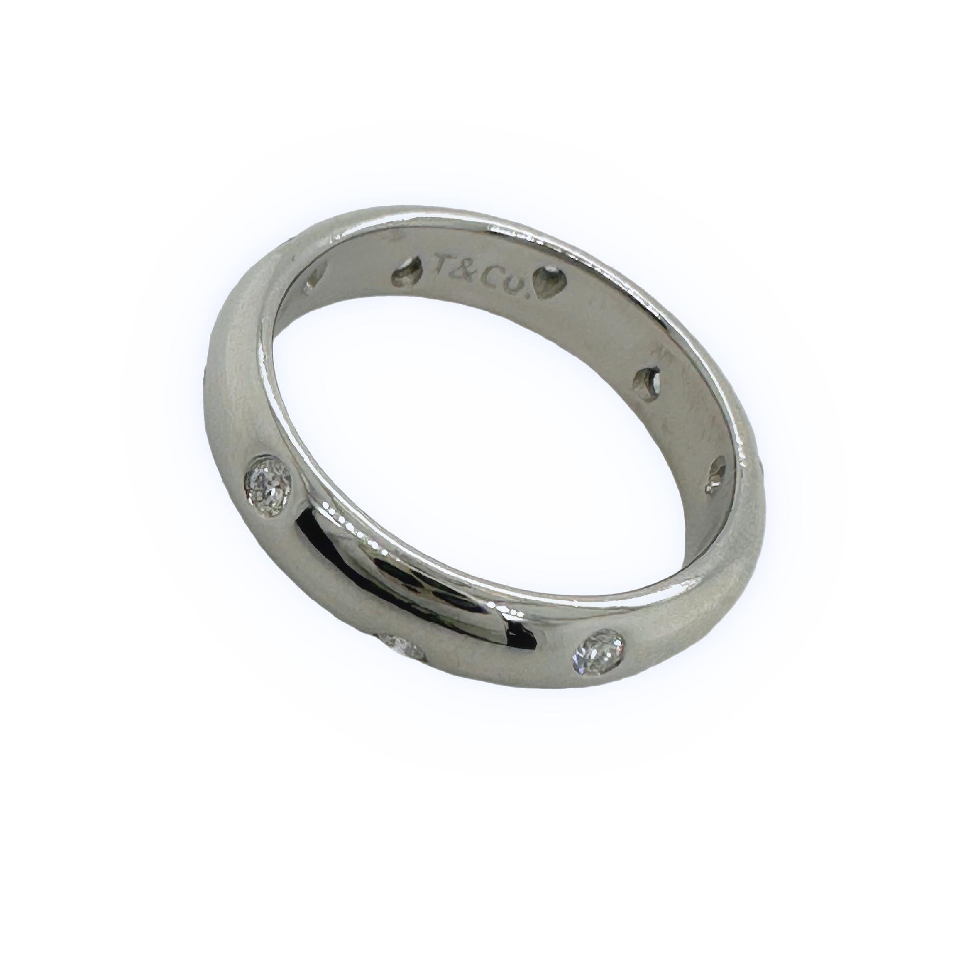Round Cut Tiffany & Co. ETOILE Diamond Band Ring Platinum Size 5.75 For Sale
