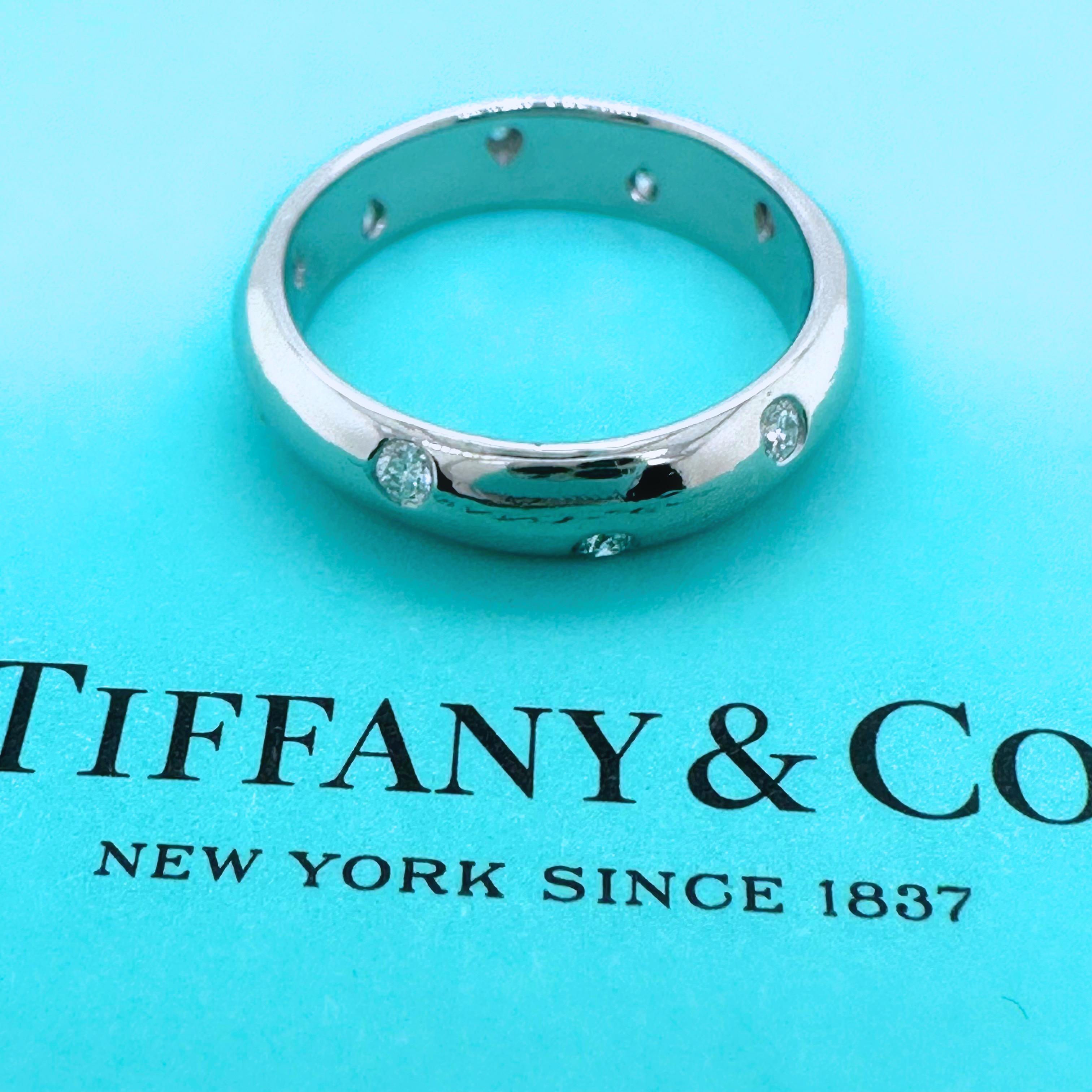 Women's or Men's Tiffany & Co. ETOILE Diamond Band Ring Platinum Size 5.75 For Sale