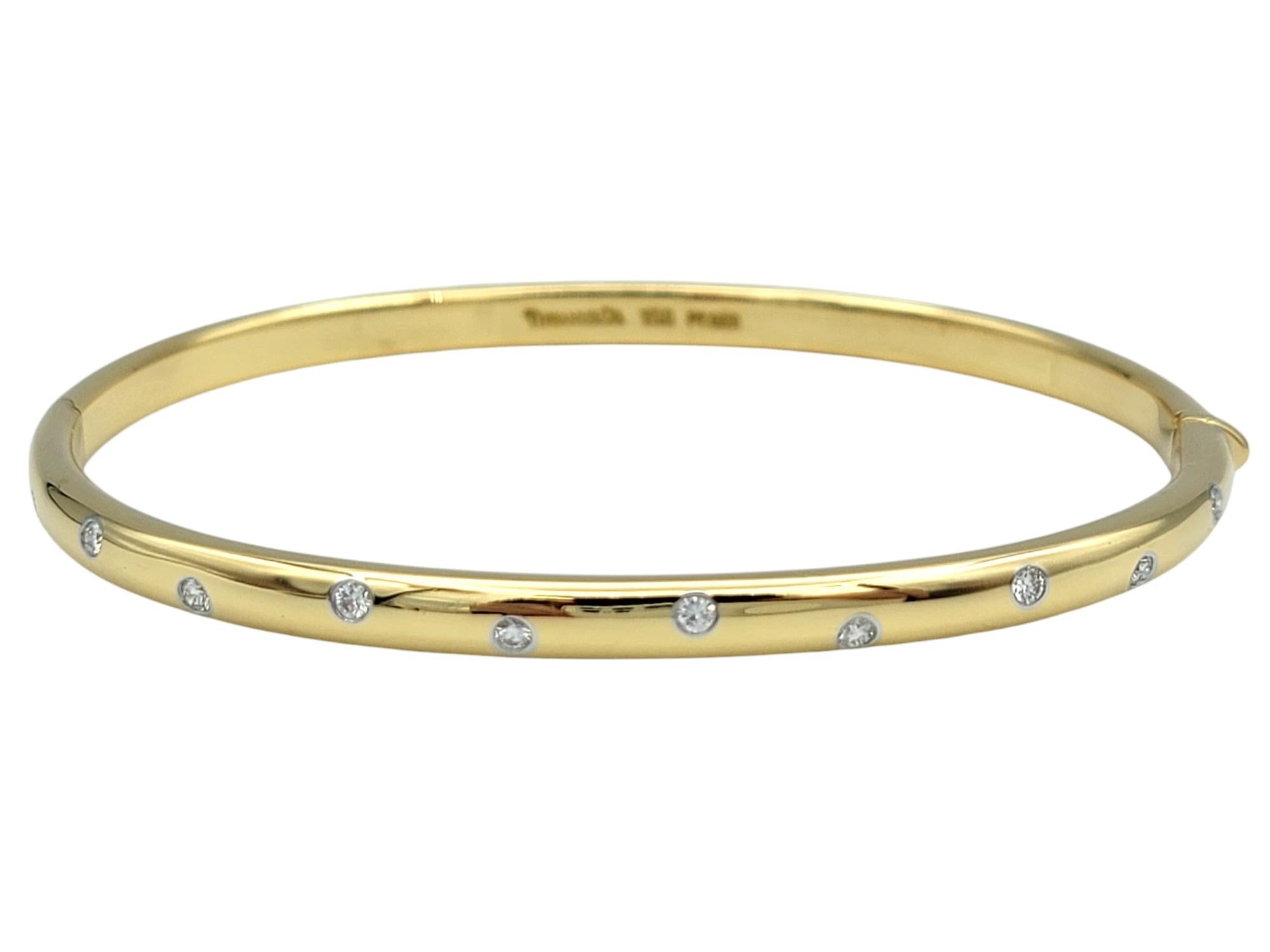 Contemporary Tiffany & Co. Etoile Diamond Bangle Bracelet in 18 Karat Yellow Gold & Platinum