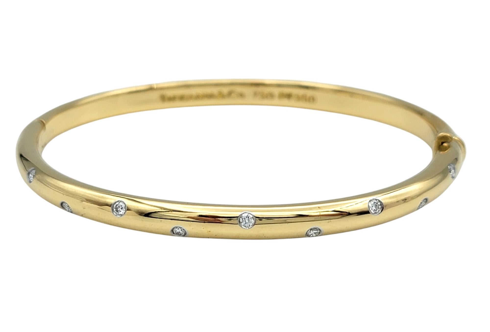 Contemporary Tiffany & Co. Etoile Diamond Bangle Bracelet in 18 Karat Yellow Gold & Platinum