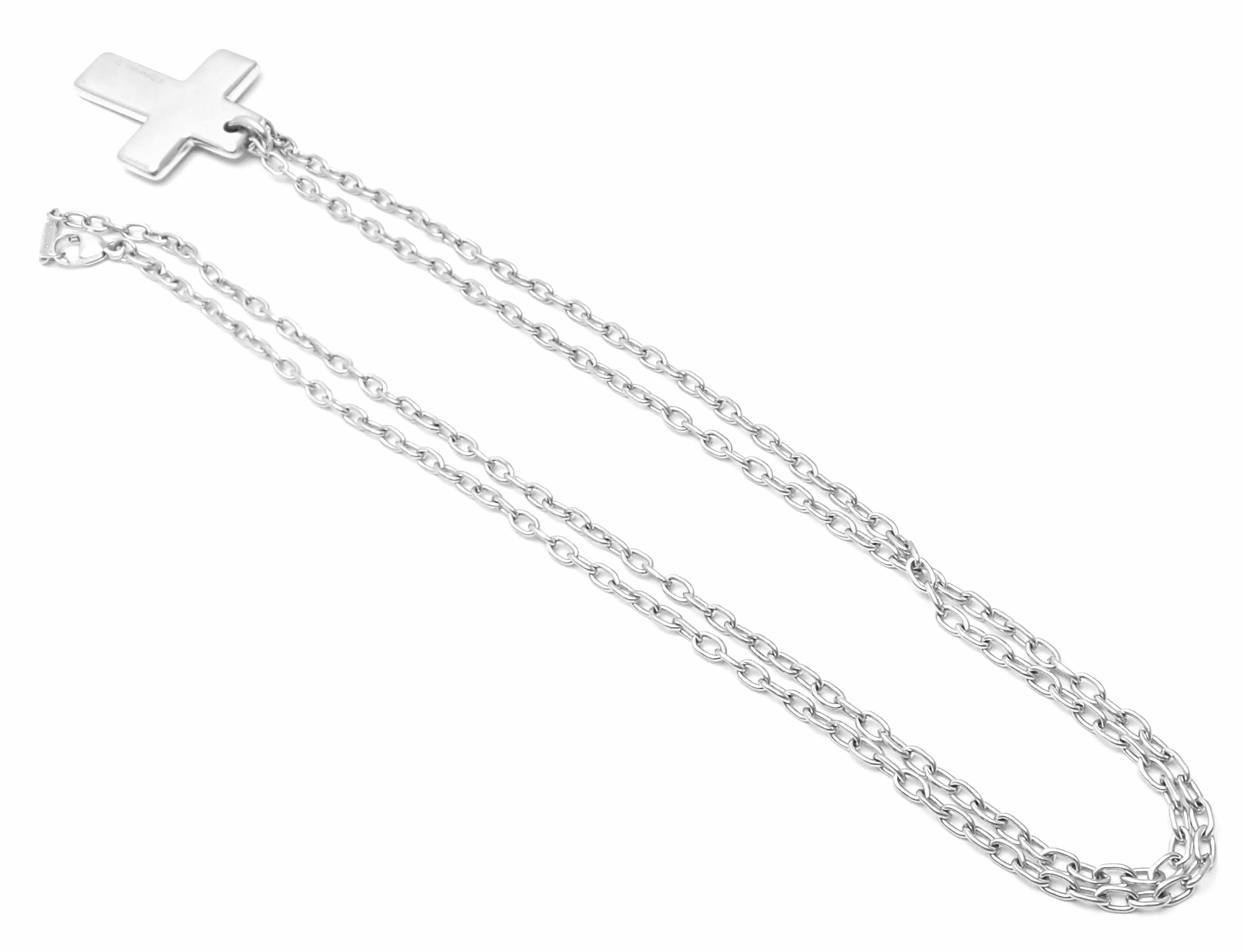 Tiffany & Co. Etoile Diamond Cross White Gold Pendant Necklace 1