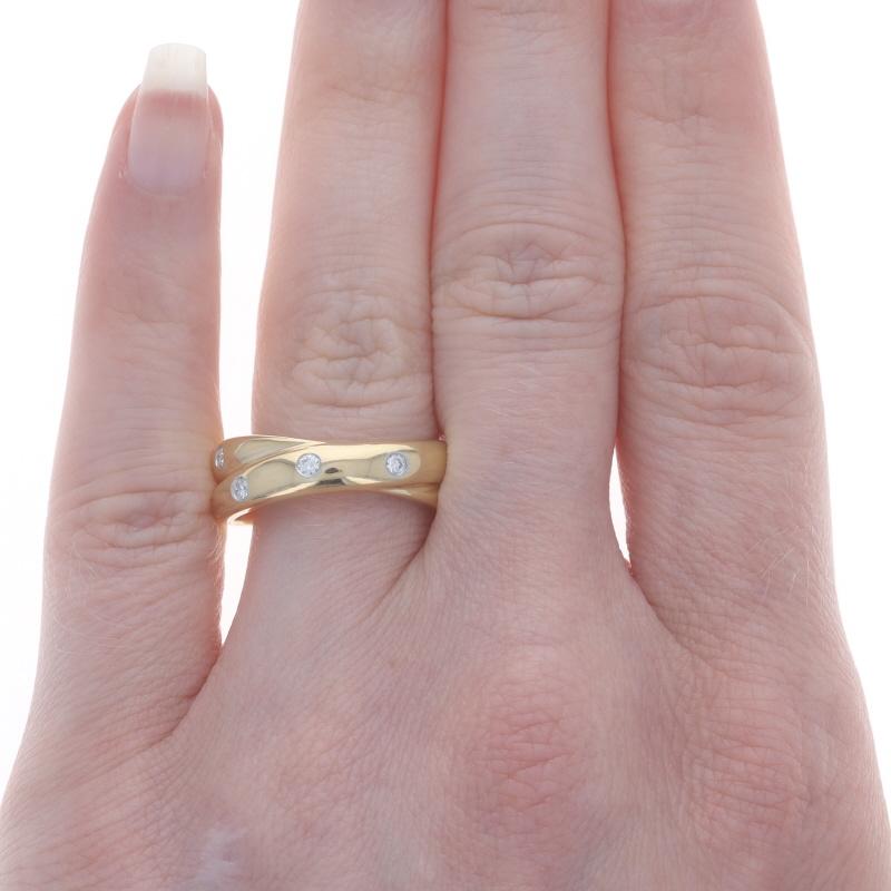 Round Cut Tiffany & Co. Etoile Diamond Crossover Band Yellow Gold 18k Plat .30ctw Ring 7.5