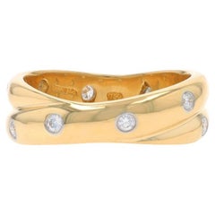 Tiffany & Co. Etoile Diamond Crossover Band Yellow Gold 18k Plat .30ctw Ring 7.5