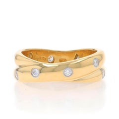 Tiffany & Co. Etoile Diamond Crossover Band YellowGold 18k Plat .30ctw Ring 7.5