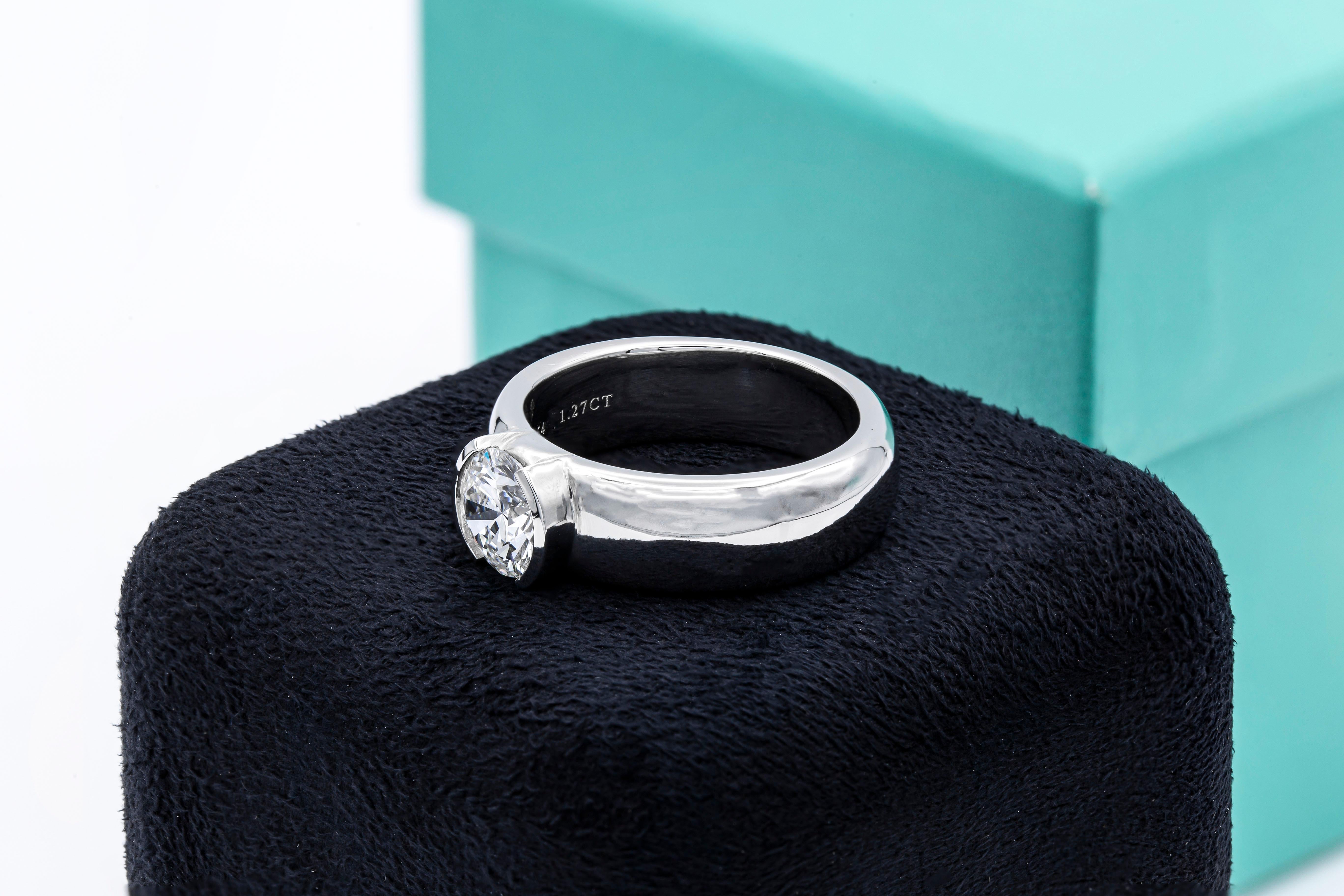 Tiffany & Co. Etoile Diamantring PT950 1,27 Karat E VVS1 runder Diamant (Rundschliff)