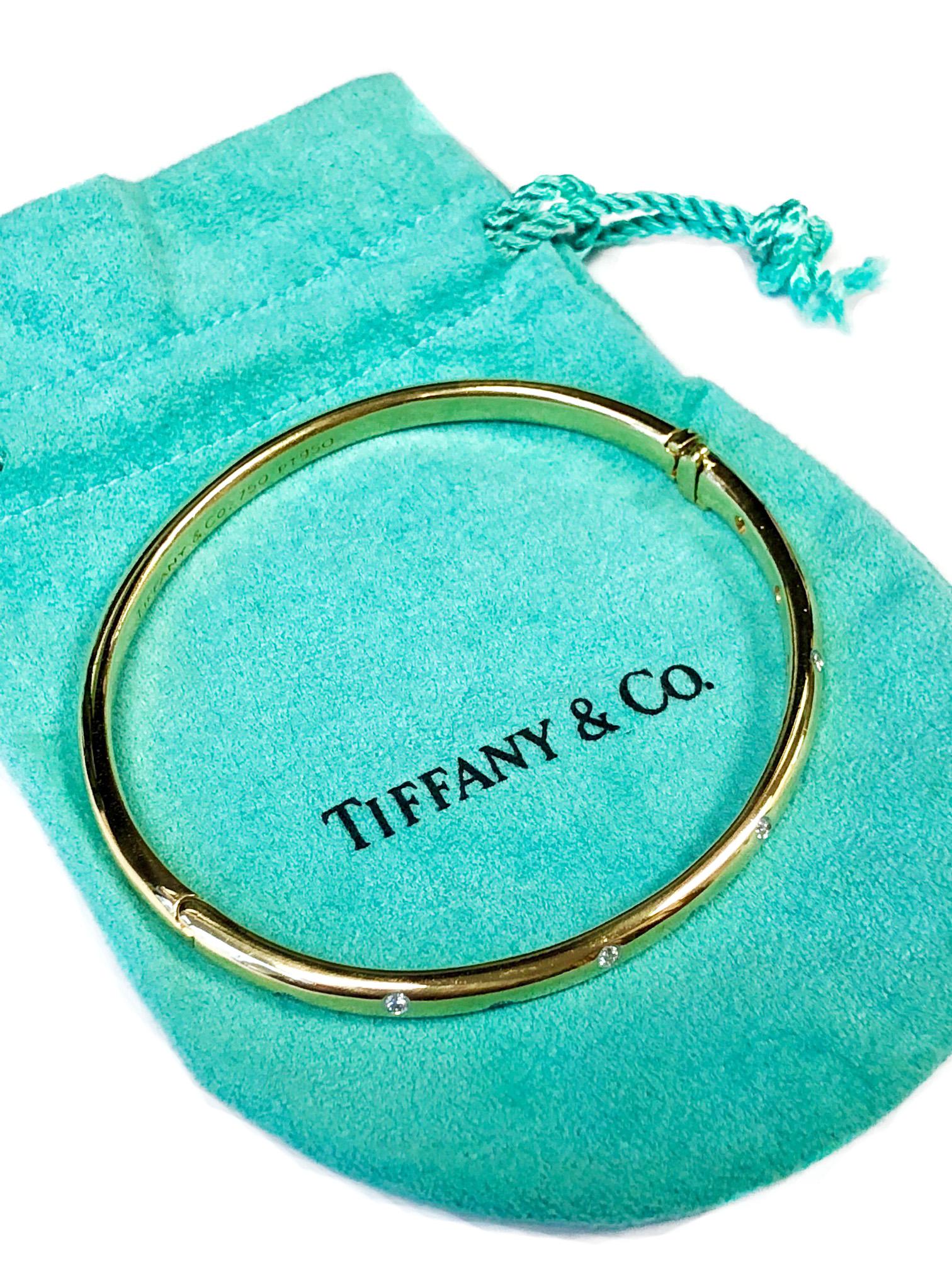 Tiffany & Co. Etoile Diamond gold Platinum Bangle Bracelet 1