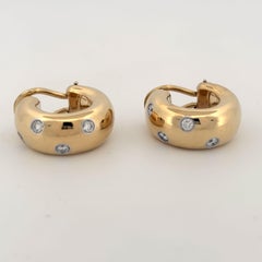 Tiffany & Co Etoile Diamond Hoop Earrings 18k Yellow Gold and Platinum