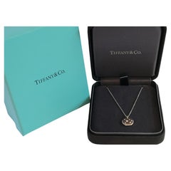 Tiffany & Co. Etoile Diamond Pendant Round Disc 18k White Gold & Box